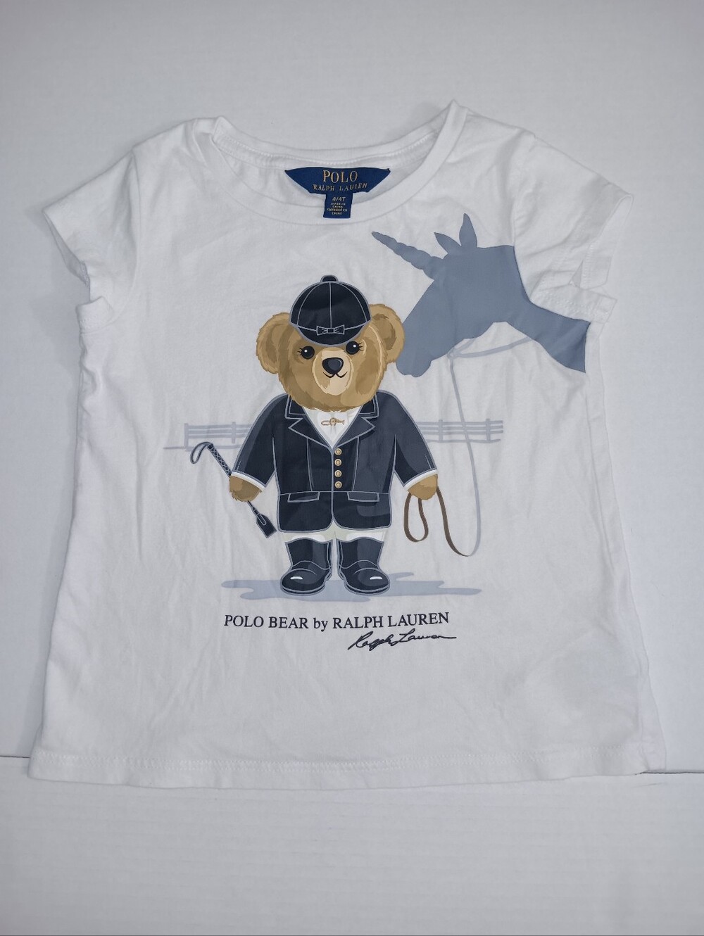 Polo by Ralph Lauren White Tee with Polo Bear and Unicorn Silhouette